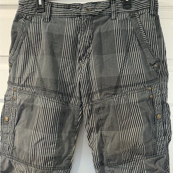 Mens Private Member Striped Black and White shorts side flap pockets 100% cotton - Picture 3 of 9